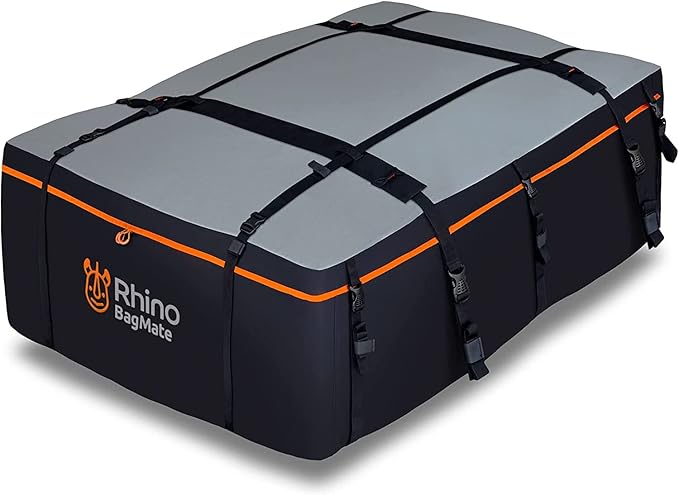 19 Cubic Feet Roof Bag – Safety Tested Heavy-Duty Waterproof Rooftop Cargo Carrier for All Cars & SUVs (with or Without Rack) – Includes Protective Mat & Storage Bag – Military-Grade 840D PVC