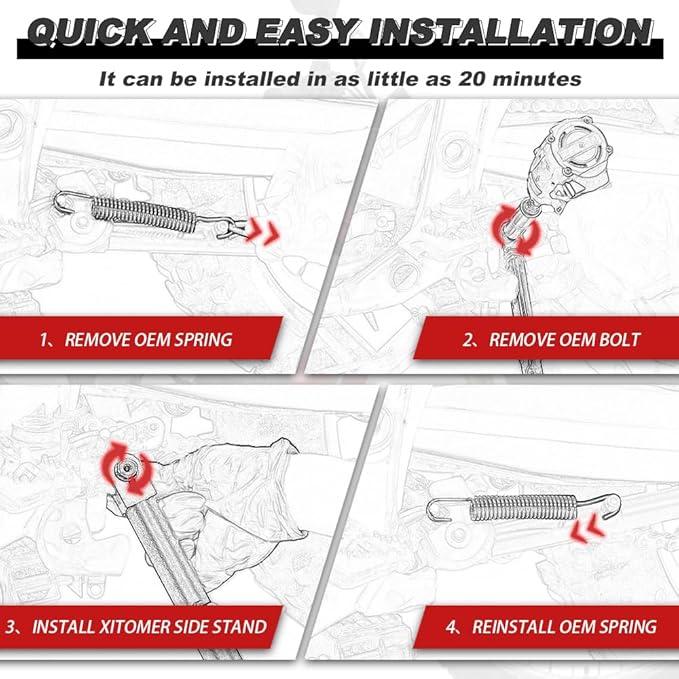 Xitomer 0-4 inch Adjustable Kickstand Fit for CRF250L 12-20 / CRF300L CRF300L Rally 2022-2025 / CRF250L Rally 18-21 / CRFL300LS 2023-2025 Motorcycle Adjustable Side stand