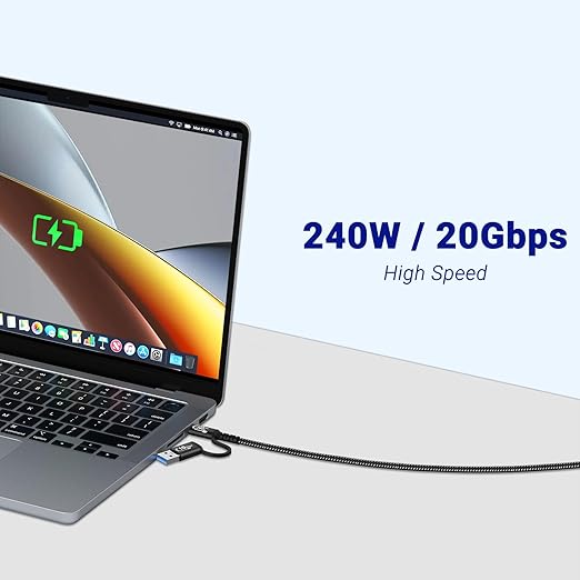 USB A to C Android Auto Cable 3.3ft [2Pack],2-in-1 USB C 3.1 Fast Charging & 20Gbps Data Transfer USB CarPlay Cable, Compatible with iPhone 16 15 Pro Max, Galaxy S23, Pixel 9 Pro