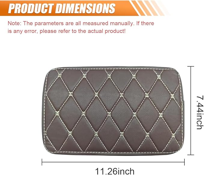 Leather Center Console Cover for Cars, Waterproof Arm Rest Box Protective Cover Car Center Console Cushion Pad, Universal Middle Console Armrest Pad Cover for Most Vehicles (Coffee/Beige)