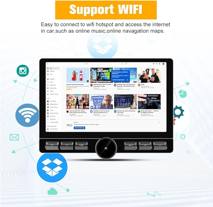 10.6 inch Car Radio Stereo Upgrade 【4+64GB】 for Jeep Wrangler JK 2007-2018 Dodge Ram 1500 2500 2009 2010 2011 2012 with CarPlay Android Auto