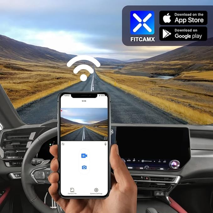 Fitcamx Front 4K+Rear 1080P Dash Cam Adapts for Lexus RX 350 2023-2026 & RX Hybrid 350h 450h 500h, OEM Factory Look, 2 Way HD Video, WiFi & APP, Loop Recording, Gravity Sensor, Easy to Set, 128GB Card