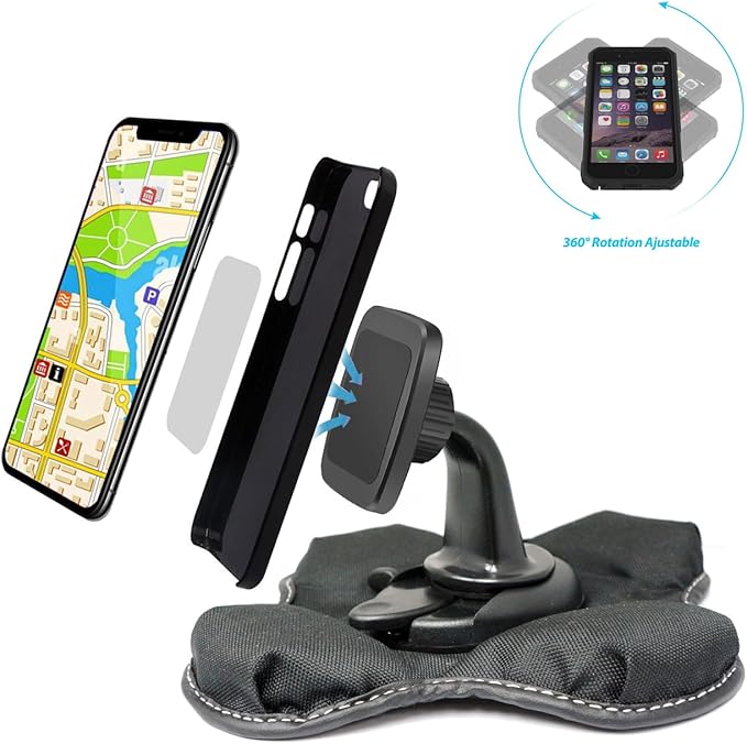 LycoGear Super Strong Magenetic Phone Holder Car Beanbag Dash Dashboard Magnet Friction Mount for All Phone iPhone Galaxy Compatible with 4-6.7 inch Smartphones (Black)