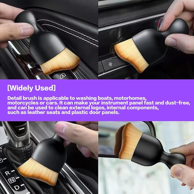 AOCISKA Car Interior Detailing Brush,Soft Bristle Cleaning Brush Car Detailing Brush Dusting Brush,Car Interior Cleaning Tool,Auto Detail Brush Car Dash Duster Brush (Black&White with Cap)