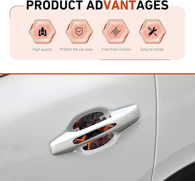 8 PCS Car Door Handle Scratch Protectors, Scratch-Proof Door Cup Protectors, Automotive Door Handle Paint Protective Film, Universal for Most Cars (Style 1)