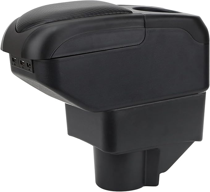AULPHIKE Compatible with Ford Fiesta Armrest 3 2011-2018 Center Console Organizer Armrests Double Layer Storage Space with USB Ports
