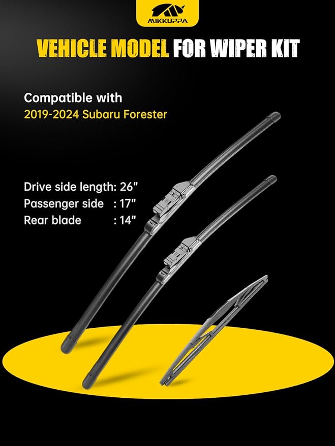 MIKKUPPA 26"+17"+14" Windshield Wipers Blades Replacement for 2019-2024 Forester, Top Lock Front & Rear All Season Wiper Blades Set(Pack of 3)