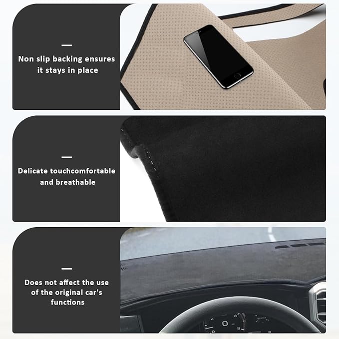 auovo Dashboard Cover Mat Compatible with Toyota Tundra 2022 2023 2024 Without HUD Anti-Slip Dash Cover Dash Carpet Cover Sunshield Protector