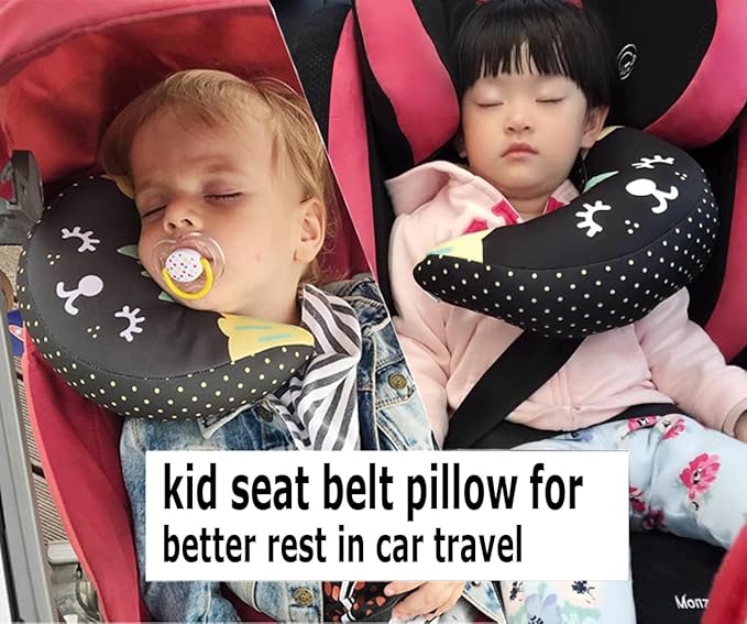Kids Seat Belt Pillow Soft Car Seat Neck Support Pillow Pad Safety Belt Strap Cover Headrest Travel Cushion for Auto Airplane Pushchair
