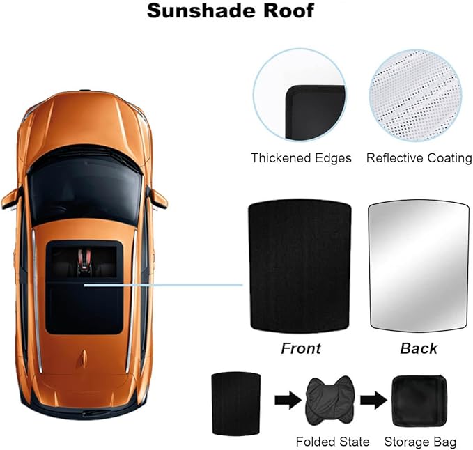Car Sunroof Shade Compatible with Mercedes Benz GLE 350/450 2020-2024, Foldable Glass Roof Sunshade with Storage Bag, Heat Insulation Sun Protection Roof Interior Sunshade