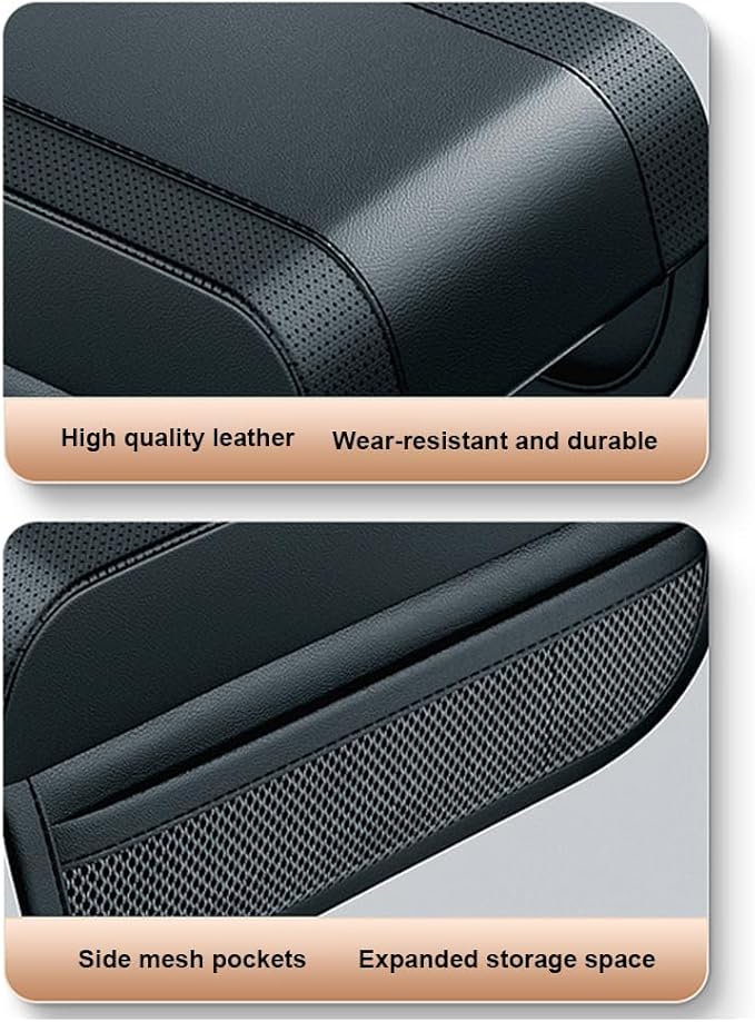 Shkalacar Car Armrest Box Pad, Car Center Console Leather and Memory Foam Heighten Cover, Car Accessories Interior Universal Arm Rest Cushion Pads for Most Automotive SUV Truck