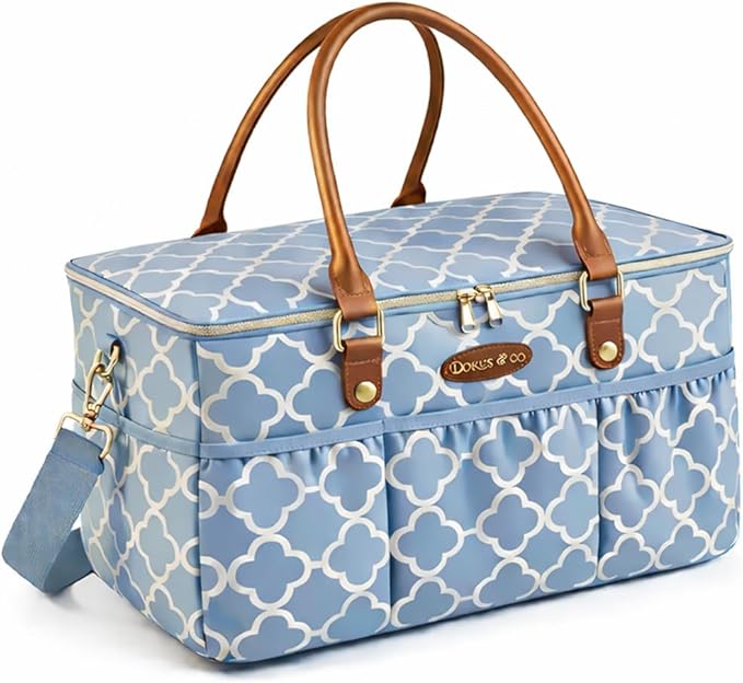 DOKUS & CO Luxe Diaper Caddy Organizer, Extra Large Collapsible Nursery Storage Tote for Baby Essentials & Travel