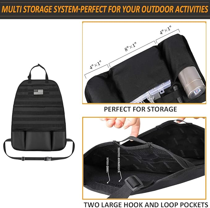 Upgrade 1000D Molle Seat Back Organizer with Pouches, Tactical Molle Vehicle Panel Car Seat Cover Protector Seat Back Organizers
