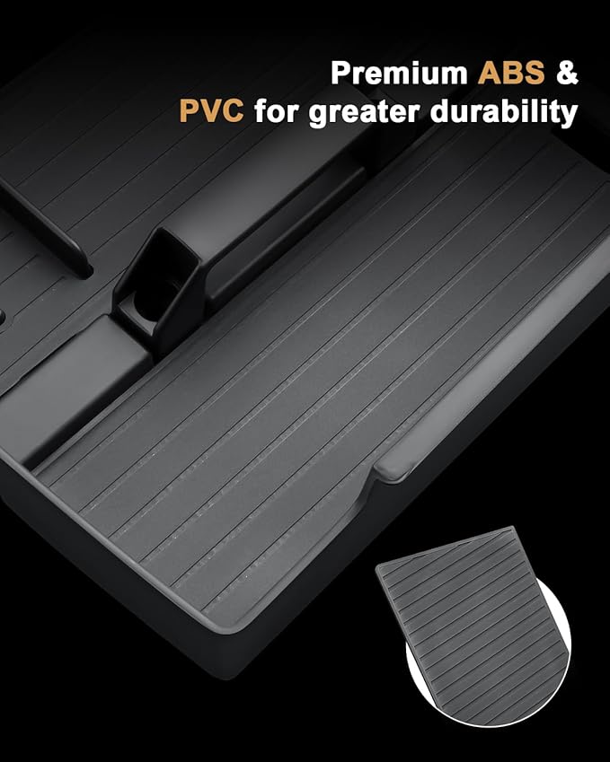2026 Traverse Center Console Organizer - 2 Pcs Center Console Organizer Tray With Center Handle + Integrated Molding Silicone Cup Holder With Charging Pad For 2024-2026 Chevy Traverse Accessories