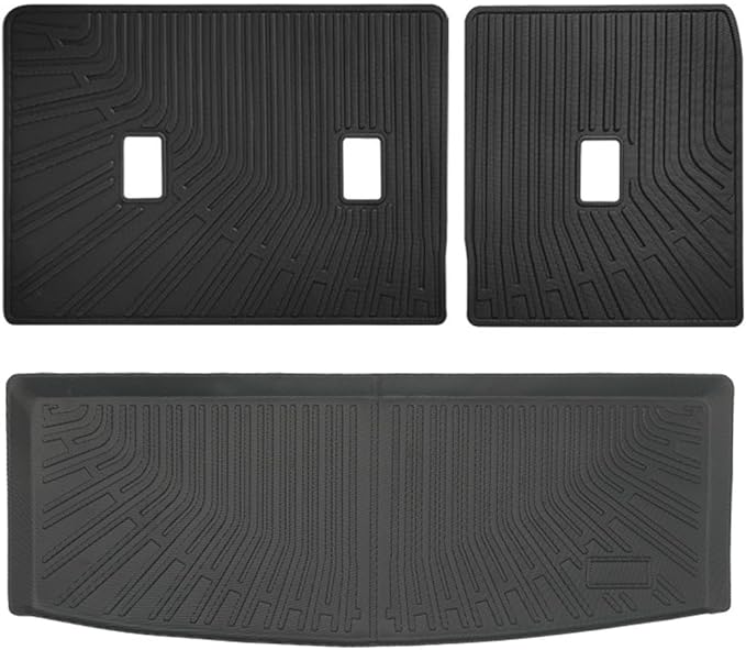 Trunk Liner Cargo Liners for 2018-2024 Ford Expedition Navigator 7/8 Seat Rear Trunk Floor Mats with Backrest Mat 3D Boot Tray All-Weather TPE Black