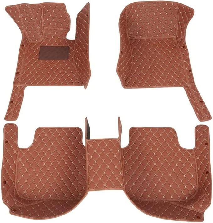 Custom Car Floor Mats Fit for 99% Sedan SUV Sports Car Full Coverage Pads Leather Floor Liners Mat Women Men (Light Brown)