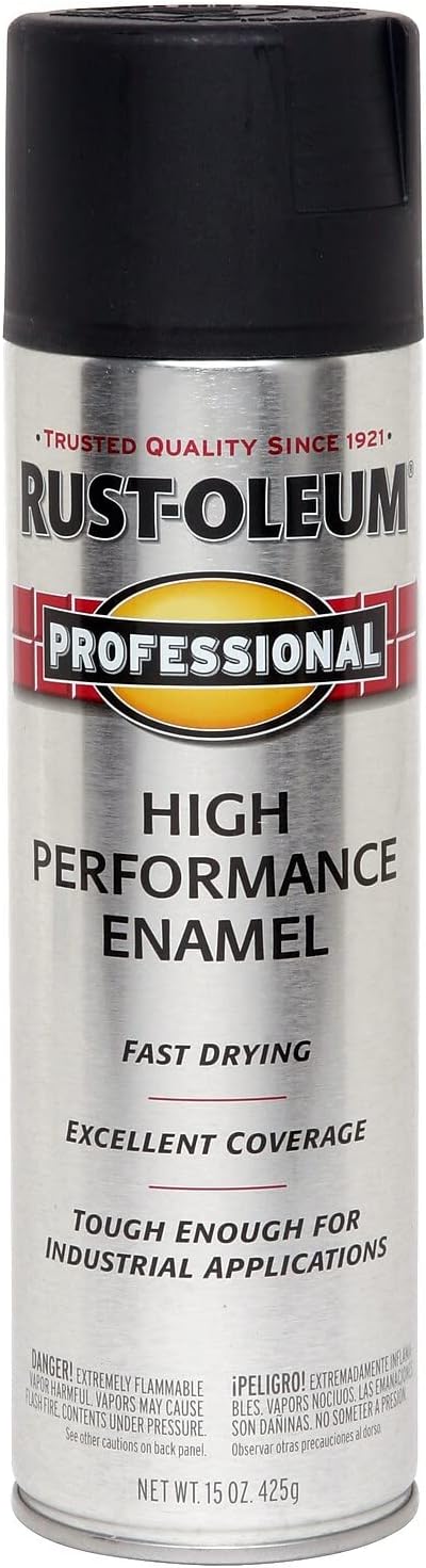 Rust-Oleum 239107 Professional High Performance Enamel Spray Paint, 15 Oz, Semi-Gloss Black