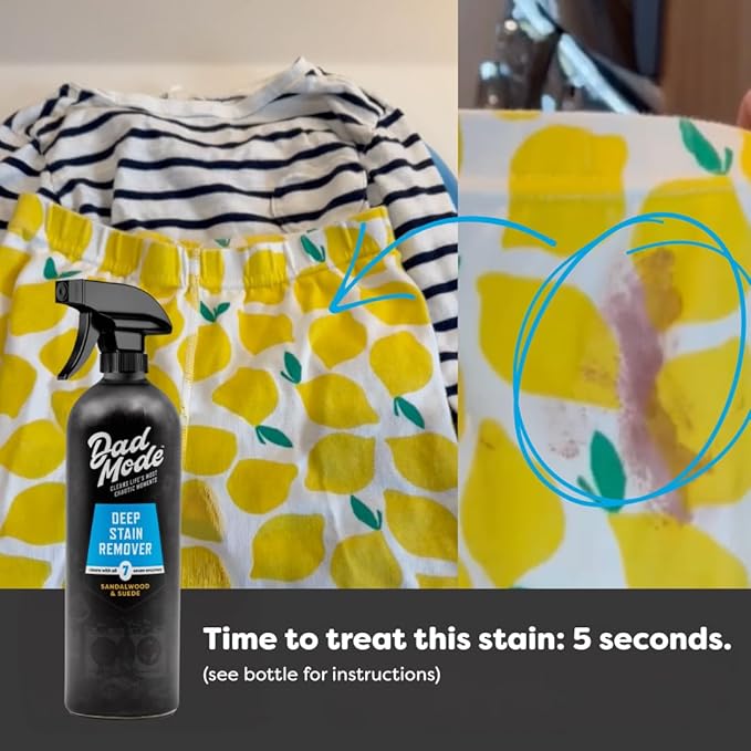 DadMode 7-Enzyme Deep Stain Remover – Heavy Duty Laundry Odor Eliminator for Extreme Clothing Messes Powered by Nuclease (DNAse) - 16oz Refillable Bottle