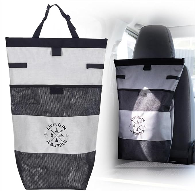 Living in a Bubble Wet Dry Laundry Bag – Portable Waterproof Laundry Hamper for RV, Campervan & Travel – Foldable Clothes Organizer with Separate Wet & Dry Compartments