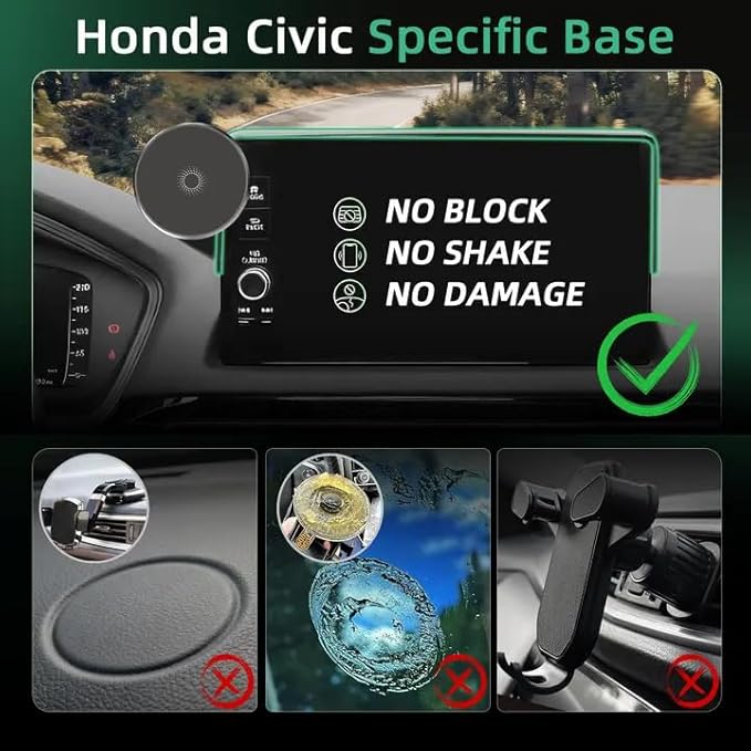 Phone Mount for Honda Civic (11th Gen,2022-2025 2026) & Acura Integra (7"/9" Screen),15W Wireless Car Charger, Magnetic Phone Holder, 360° Rotating,Hands Free,Storage Box,New Car Essentials,2023 2024