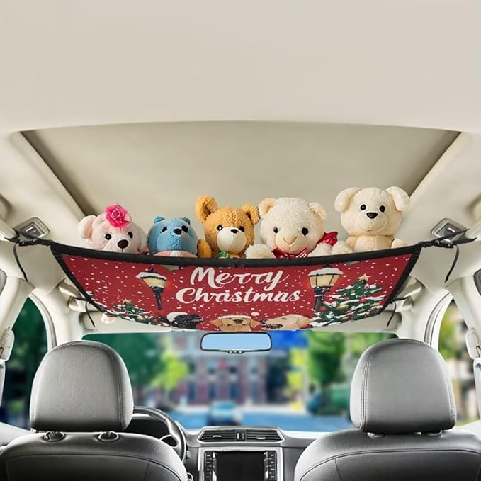 Christmas Puppy Car Roof Storage Bag Car Seat Back Hanging Bag Multi-Purpose Car Bag Storage Box Organizer Pouch Pocket Inner Car Accessories Compatible with Most Vehicles