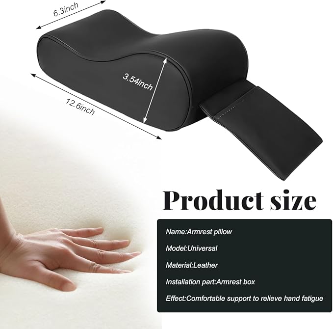 Car Center Console Cover, Soft Memory Foam Auto Arm Rest Pillow with Phone Holder Storage Bag, Waterproof Leather Armrest Seat Box Protector Comfy Cushion Pad for Most Cars (Black)