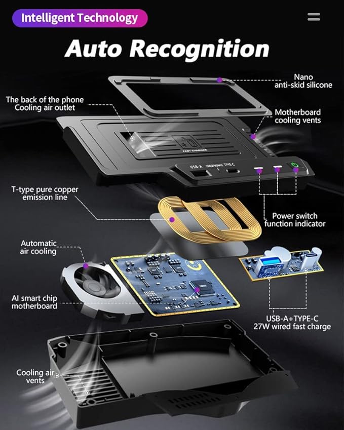 Car Wireless Charger for Mercedes-Benz GLE Coupe GLS AMG 2020-2023, 15W Qi Fast Charging Phone Pad for Mercedes Benz W167 X167 V167 GLE 350 450 AMG 53 Coupé 63 S GLS 450 580 AMG 63 Accessory
