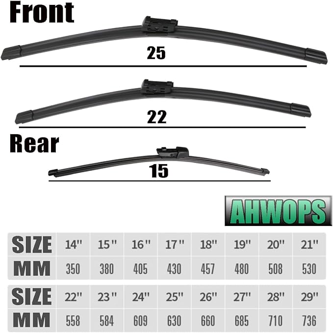 3 Wiper Front and Rear Wiper Blades for Volkswagen Tiguan 2018-2021, OE Original Style (25″/22″ Front/15″ Rear) For My Car