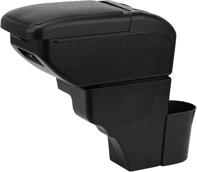 AULPHIKE Compatible with Nissan Note Armrest 2016-2018 Car Center Console Organizer Armrests Double Layer Storage with USB Ports（Carbon Fiber Style）