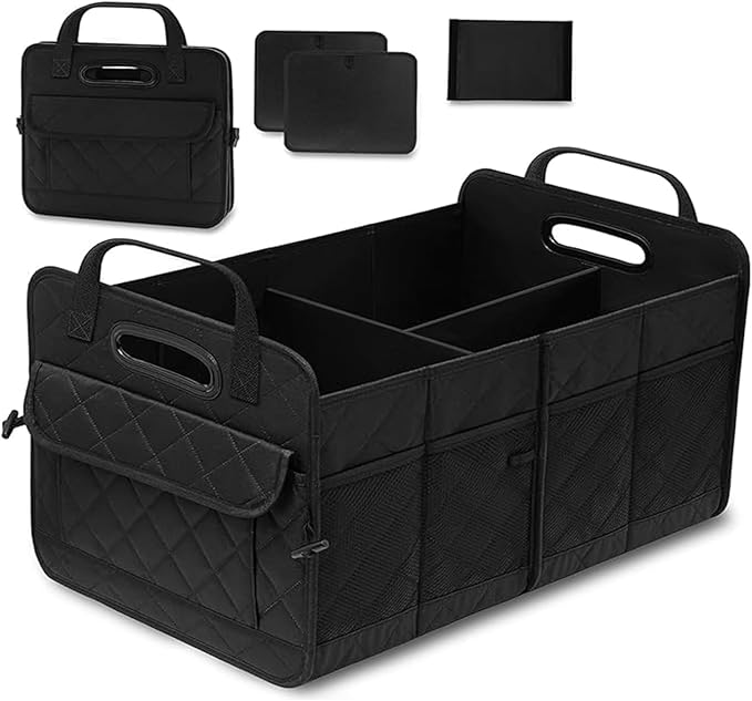 AOPHY Car Trunk Organizer, 75L Large Capacity Waterproof Auto Storage with Non-Slip Bottom Strips, Collapsible Cargo Organizer for Suv, Truck, Sedan, Portable Car Accessories for Women Men(Black)