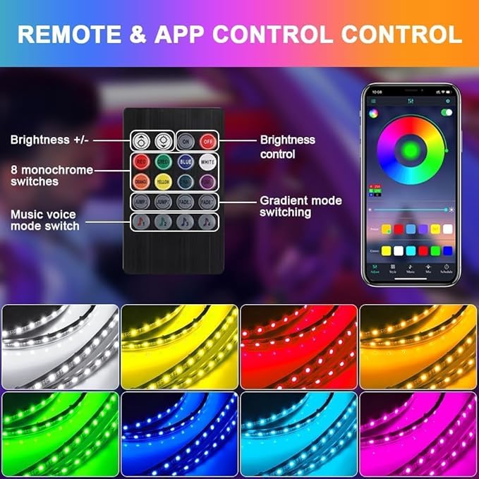 Underglow LED Lights for Cars, 4PCS Waterproof Car Underglow Kit with App & Remote Control, 16 Million DIY Colors Exterior Ambient Lighting Car with Music Mode, DC 12V - 47Inch x2 & 35Inch x2