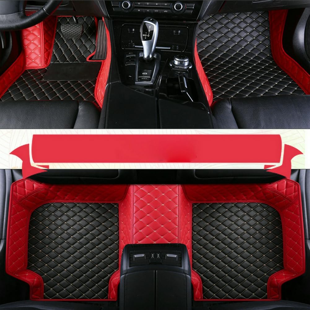 Customized Personalized car Floor mats, All-Weather Luxury car Floor mats, Waterproof and Anti Slip Leather car Floor mat Lining, 95% Customized car, Truck, and SUV Floor mats (Edge red)