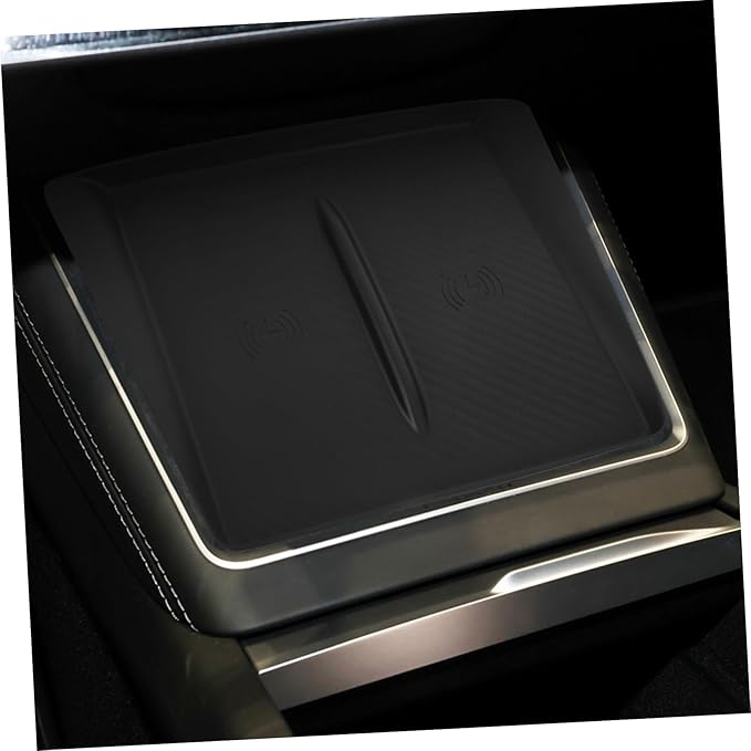 Wireless Charging Silicone Mat for Y Center Console Non-Slip Phone Holder Pad Silicone Material Easy Installation Black Car Interior Accessory