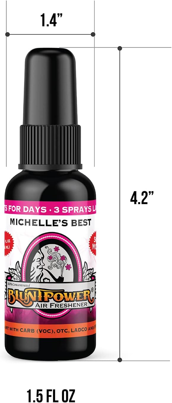 BluntPower (Michelle's Best, 1 Pack) Concentrated Air Freshener for Room and Car - Oil-Based Diffuser Spray Bottle - Long-Lasting Bathroom, Car Freshener, & Odor Eliminator