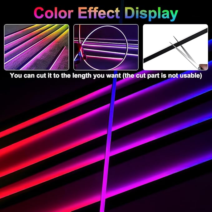 Acrylic Interior Car Ambient Lighting, Interior RGB LED Strip Kit with Music Sync Mode, 55 Inch Length Suitable for Pickup, Trucks, SUV and Large Vehicles (18 in 1)