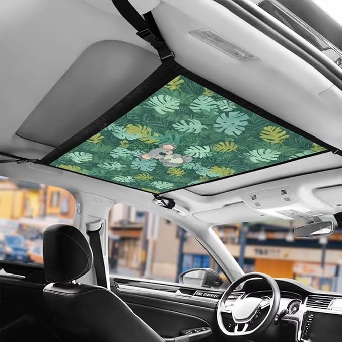 Koala Palm Leaf Car Seat Organizer Roof Storage Tidy Pouch Pocket Car Travel Accessories Suitable for Cars, SUVs