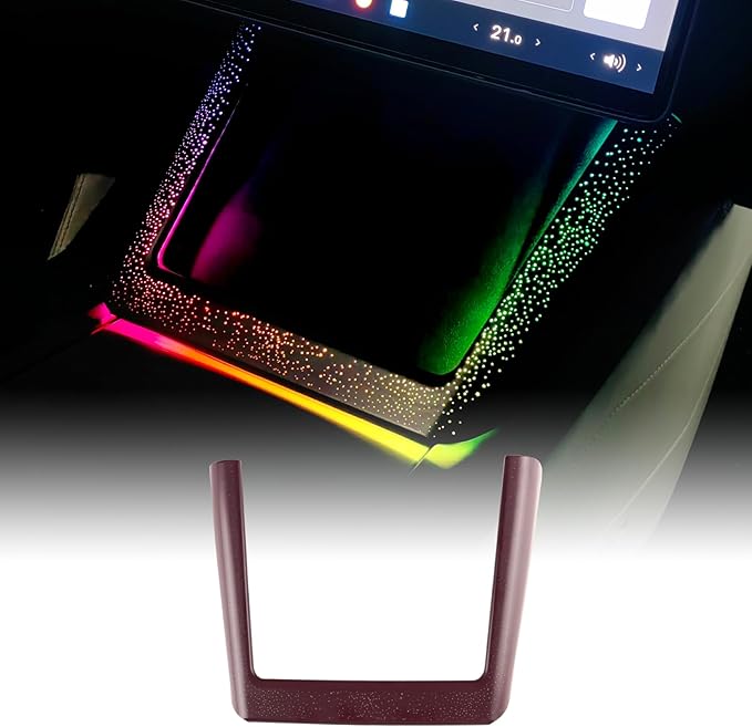 Ambient Lighting Wireless Charging Frame for 2025-2026 Tesla Model Y (Includes Juniper) 2024-2026 Tesla Model 3 PC Stylish Decorative Accessories (Little Starry Sky, Purple)
