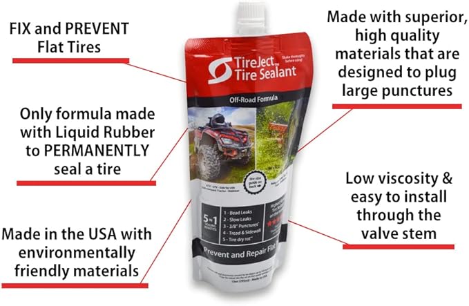 TireJect Off-Road Tire Sealant Kit - 5-in-1 Sealing - Fix and Prevent Flat Tires (10oz)
