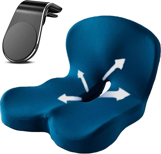 Back and Seat Cushion, Trucker Seat Cushions for Long Sitting, Car seat Cushion with Back Support, Seats Cushions for Lumbar Pain and Supporting The HIPS, Trucker Essentials (D)