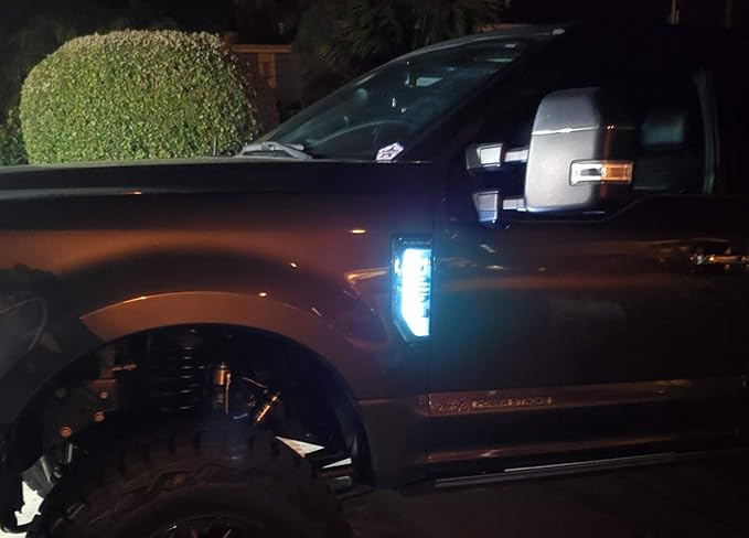 iJDMTOY Ice Blue LED Background Illumination Kit Compatible with 2017-2021 Ford F250 F350 F450 Super Duty Side Fender Chrome Emblem