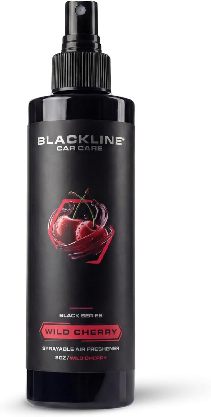 Blackline Car Care - Wild Cherry Car Air Freshener, Long-Lasting, Oder Eliminator, for Cars, Trucks, SUV, or Home Use - 8 fl OZ - Wild Cherry Air Freshener - Cherry Spray