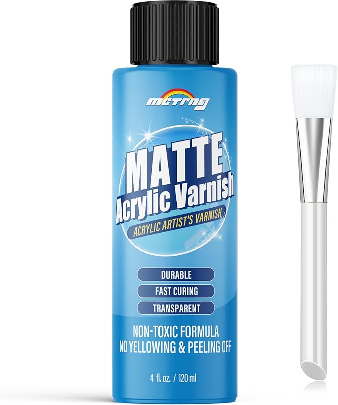 Matte Varnish for Acrylic Painting, Satin & Matte Acrylic Varnish, Non-Yellowing, Non-Toxic, Anti-Crazing, Satin & Matte Finish, Clear Coat for Artwork, for Pro, Hobby Artists