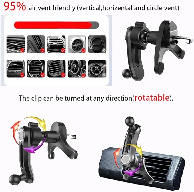 Car Phone Holder Mount Wireless Charging Auto Clamping with Rotatable Vent Clip Cute Demon for iPhone Samsung Galaxy Andriod Phone