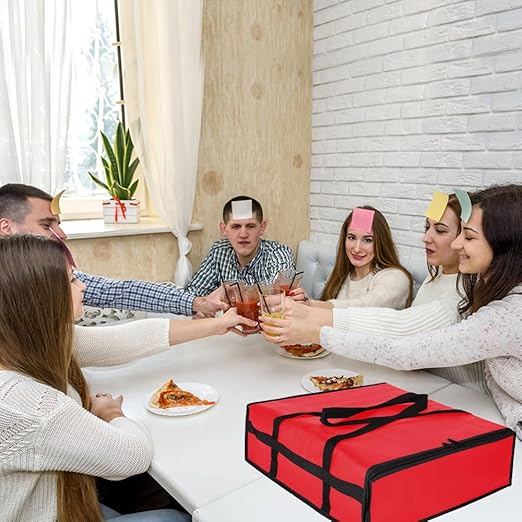 CIVJET Insulated Pizza Delivery Bag for Carry Hot, 20" x 20" x 6" Carrier Warmer, Insulated Food Delivery Bag, Insulated Grocery Cooler Bags for Catering/Drivers, Commercial Food Warmers（Red, 1Pk）