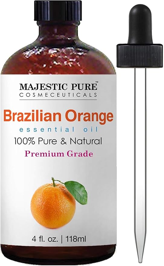 Majestic Pure Essential Oil with Glass Dropper - 100% Pure and Natural - Essential Oils for Diffuser, Aromatherapy, Soap and Candle Making, Brazillian Orange Essential Oil, Orange Oil, 4 Fl Oz