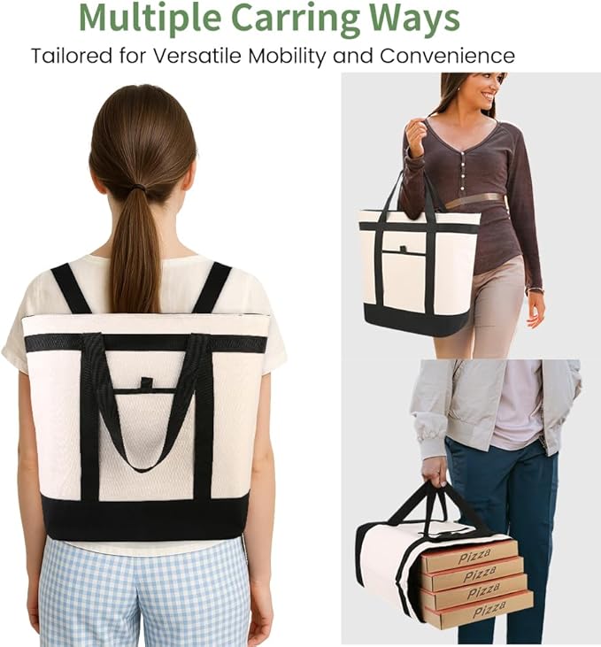 mosago Insulated Cooler Tote Bags, DIY Your Creative Designs, The Tote Transforms from Grocery Runs to Weekend Adventures, Large Leak Proof Food Delivery Bag Frozen/Thermal Foods, Collapsible