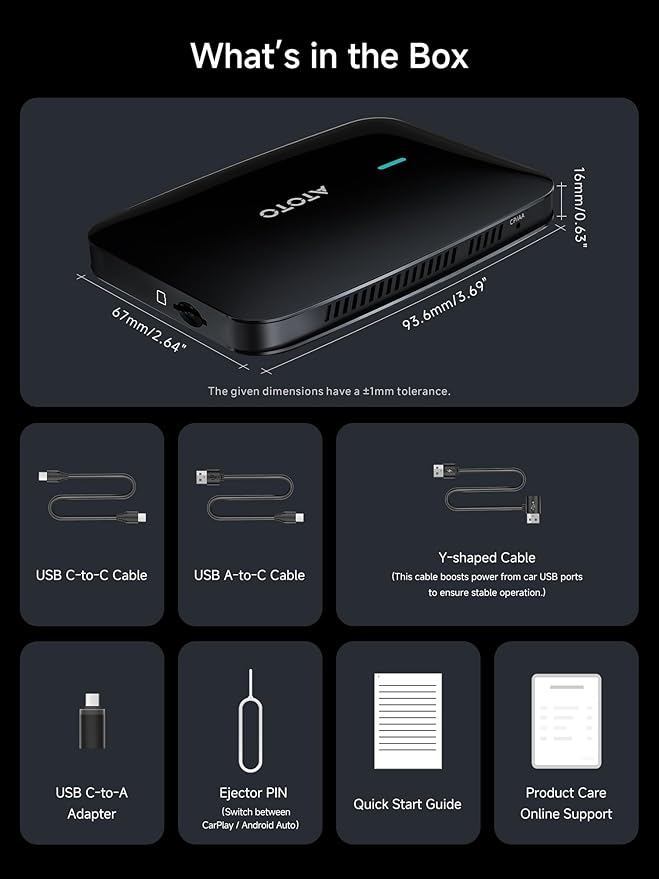Magic AI Box, Wireless CarPlay/Android Auto Adapter, Car Video Box Supports for Netflix/YouTube/TikTok/TF Card, DriveChat AI Smart Box with GPS/Dual Bluetooth (Glossy Black Panel)