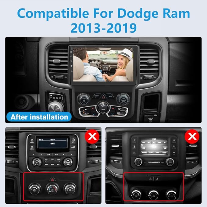 Junsun 5G WiFi (64GB ROM) Car Radio Stereo for Dodge Ram 1500 2500 3500 2013-2019,Wireless Wire CarPlay/Android Auto,9" HD Screen Support Cargo Rearview,GPS DSP RDS BT 5.0 AM/FM Auto AC