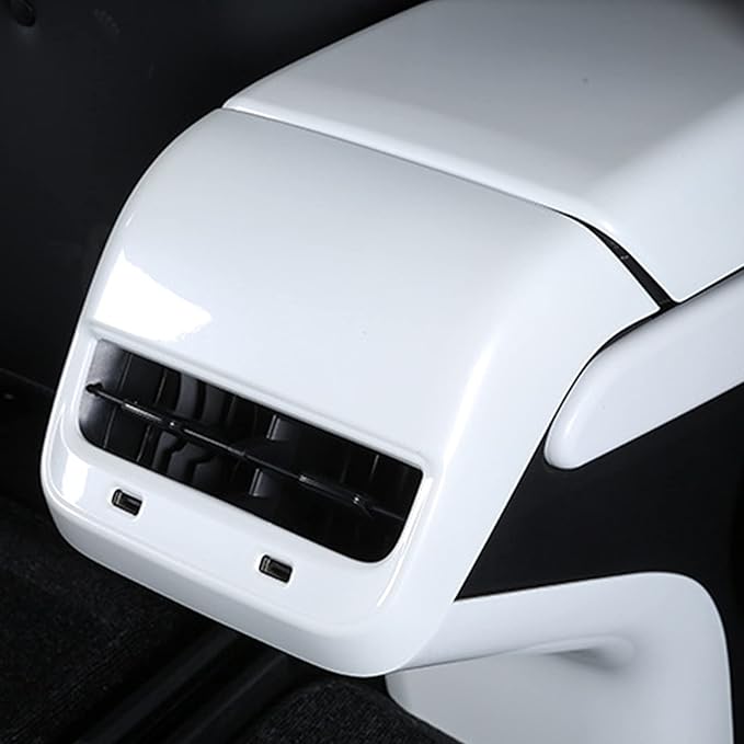 White AC Vent Cover Rear Center Console Air Vent Covers Car Rear Armrest Box Air Conditioning Vent Outlet Trim Frame for Tesla Model 3 & Model Y, White Interior Accessories