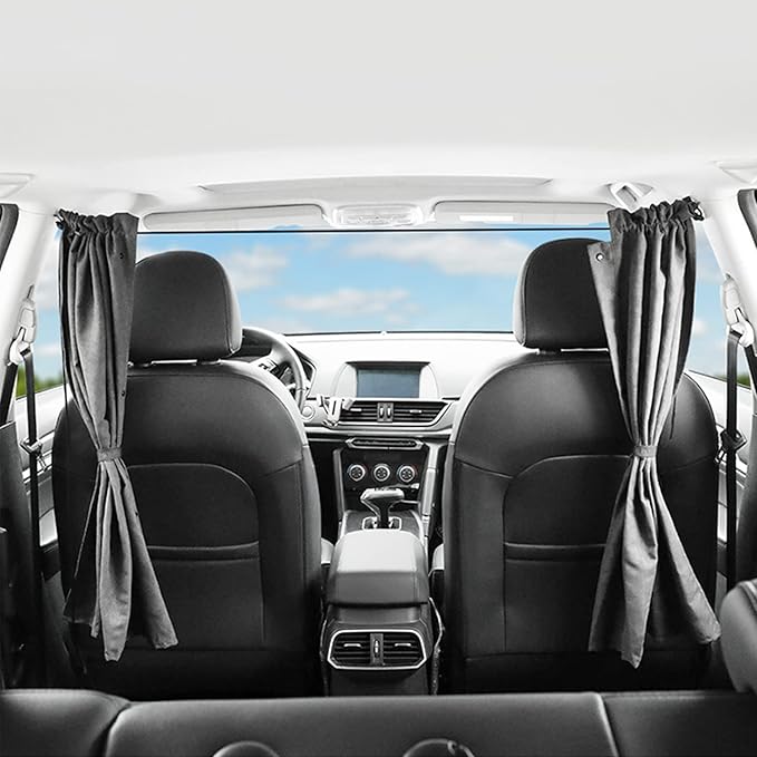 Car Divider Privacy Curtain, Blackout Suede Sun Shade Cover Front & Rear Seat Partition Space Divider Auto Van Truck Interior Accessories for Family Camping Baby Sleeping (Black, Small)
